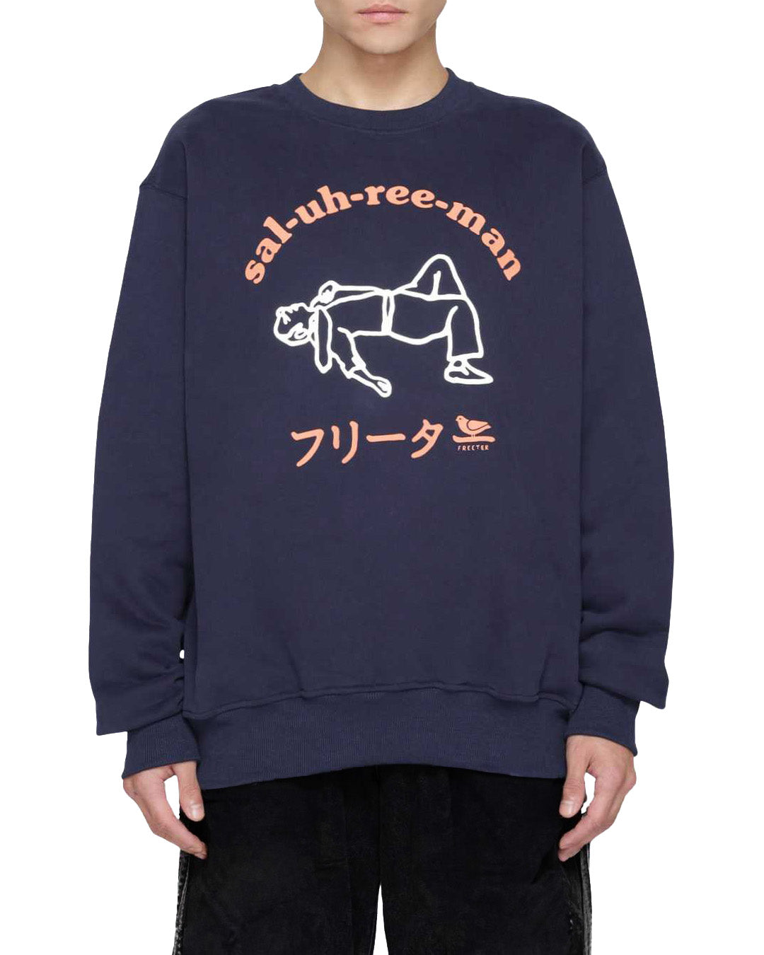 Sal-uh-ree-man crewneck navy