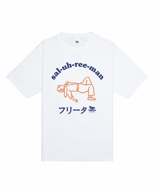 Sal-uh-ree-man tshirt white