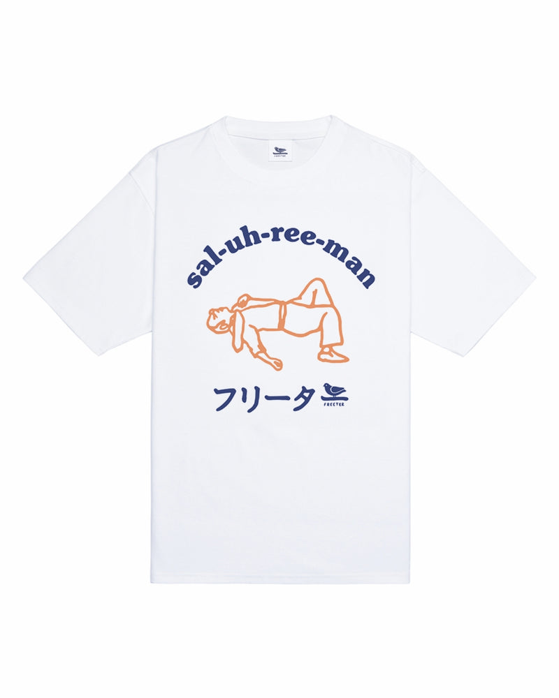 Sal-uh-ree-man tshirt white